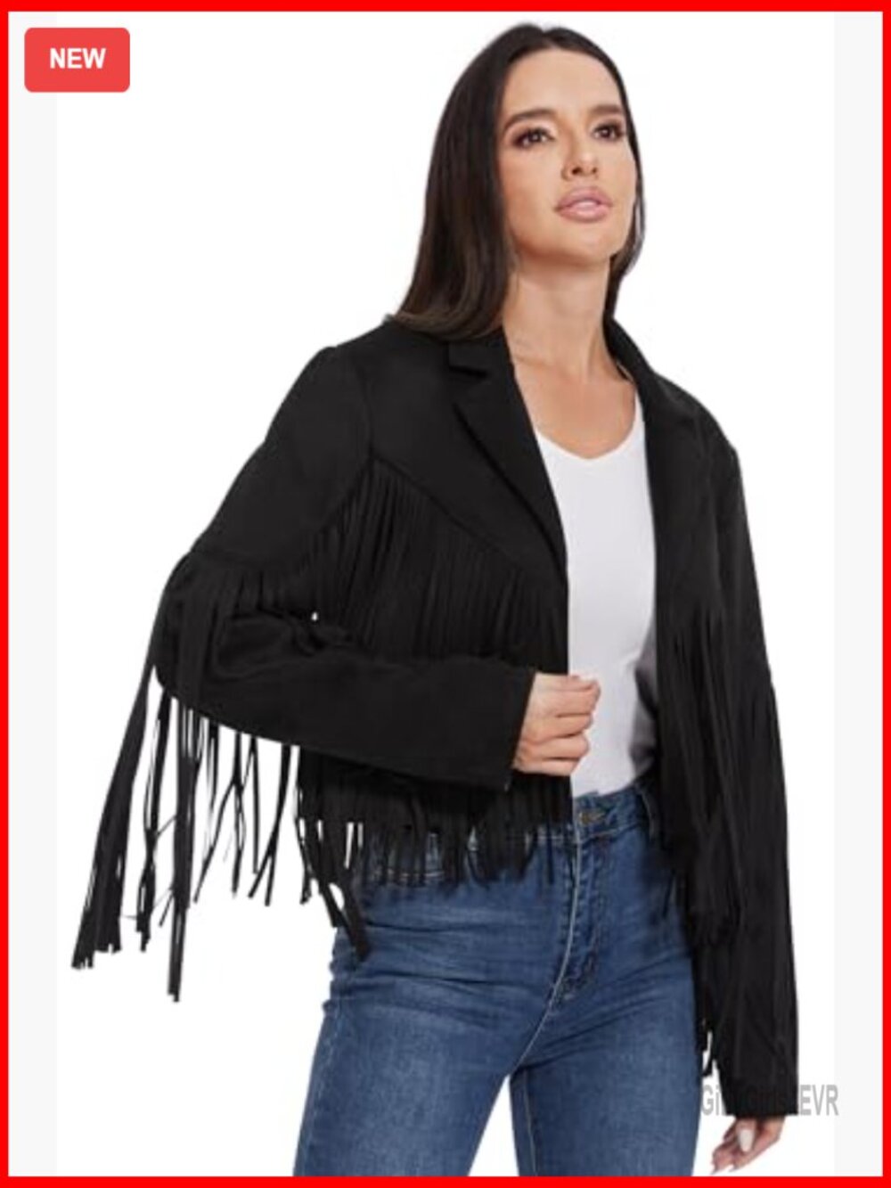 Fringe Leather Jacket Western Cropped Coat Women's S-XXL Suede - Picture 4 of 7
